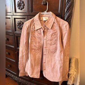 Elegant Suede Blazer in Soft Pink